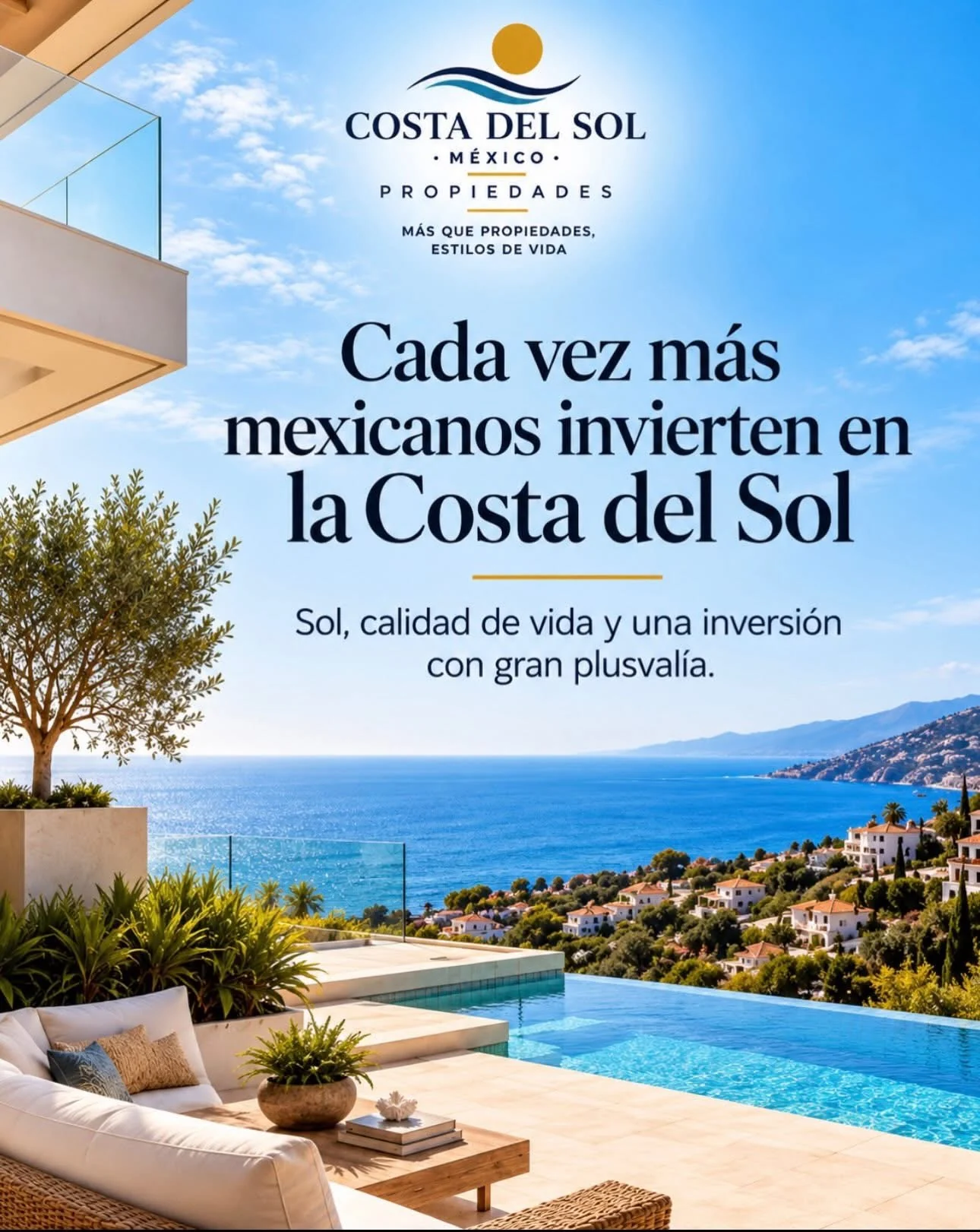 Vista de villa y mar Mediterráneo, Costa del Sol
